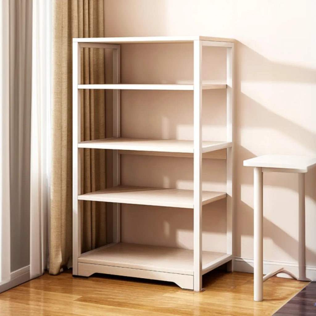 Steel Open Back White Vertical Bookcase with Storage
