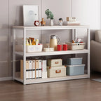 Steel Open Back White Vertical Bookcase with Storage