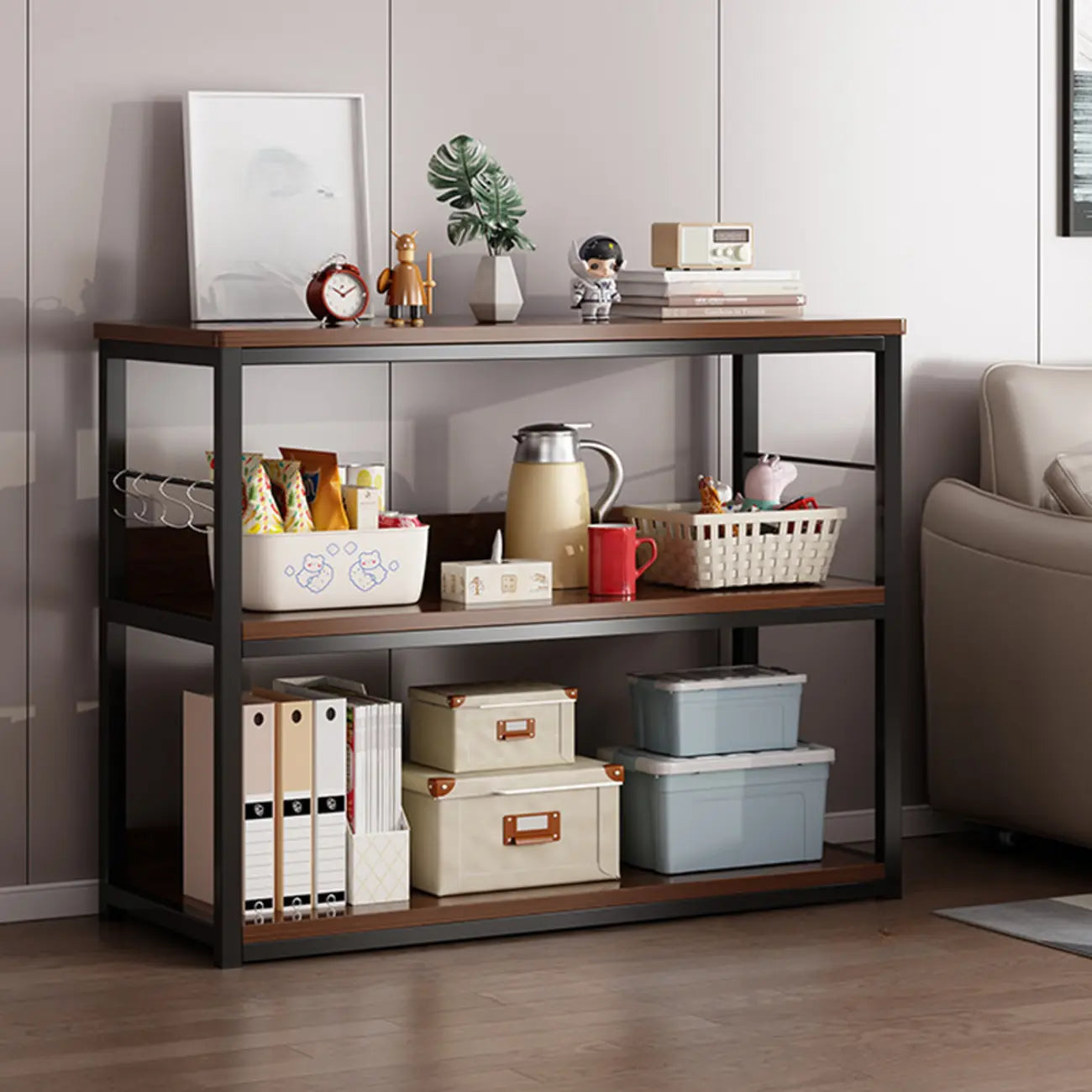 Steel Open Back White Vertical Bookcase with Storage