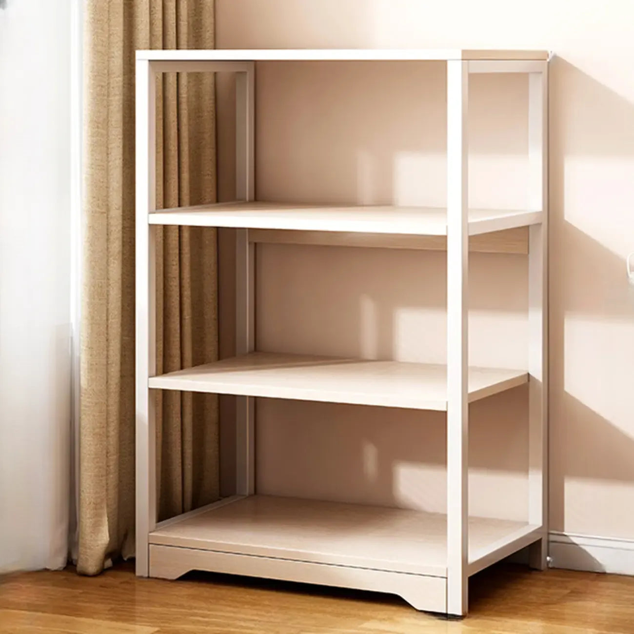 Steel Open Back White Vertical Bookcase with Storage