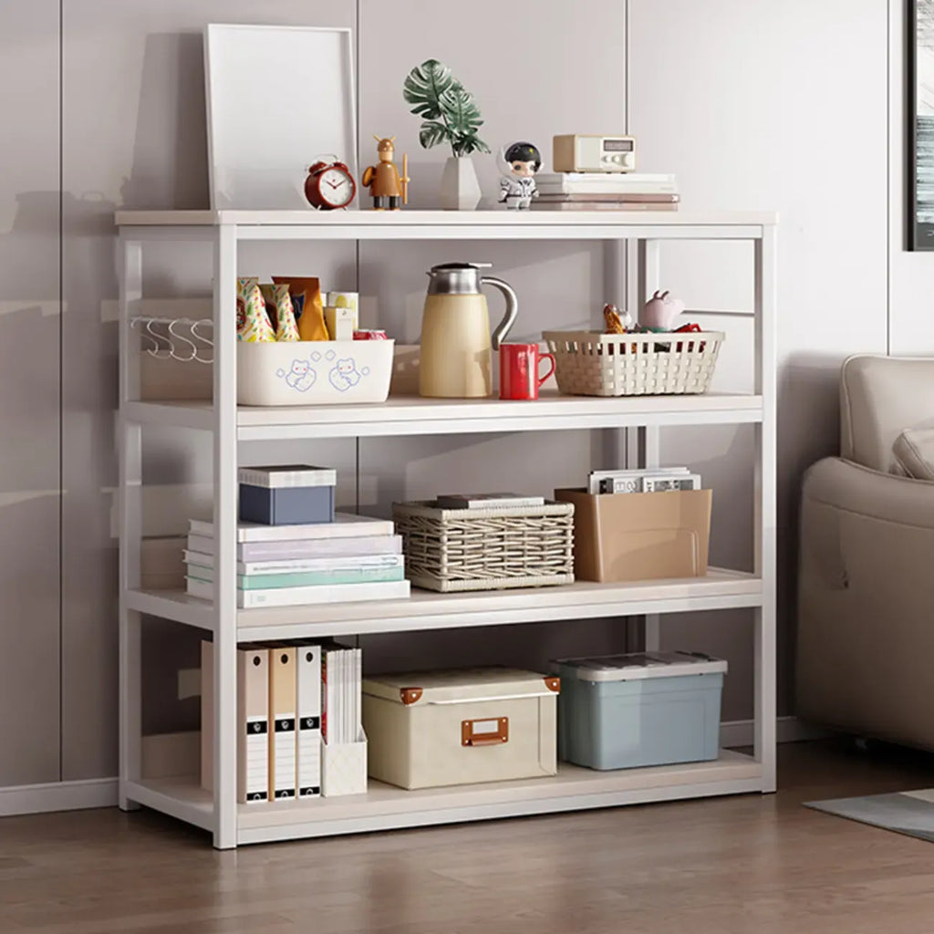 Steel Open Back White Vertical Bookcase with Storage