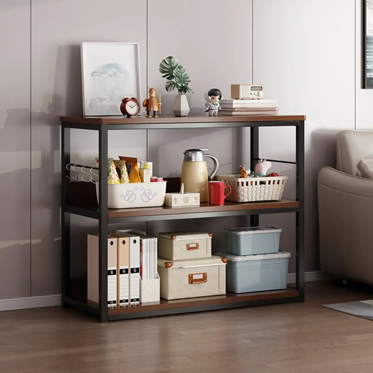 Steel Open Back White Vertical Bookcase with Storage