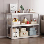 Steel Open Back White Vertical Bookcase with Storage