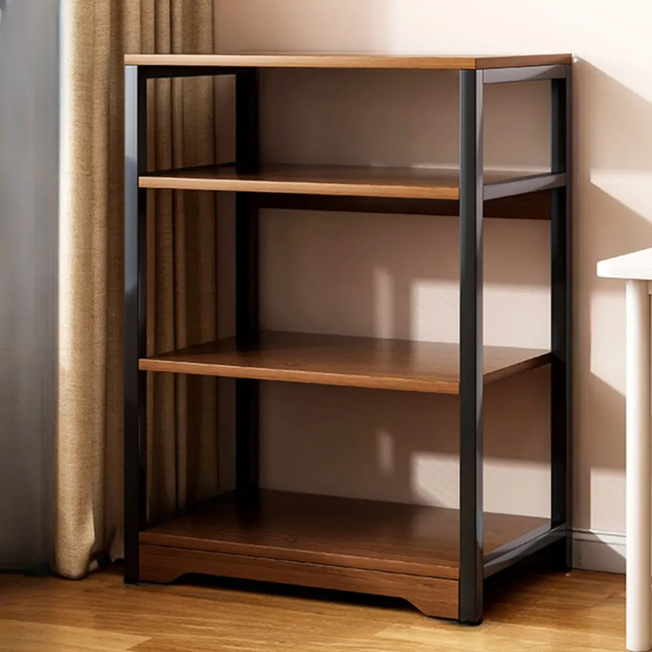 Steel Open Back White Vertical Bookcase with Storage