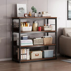 Steel Open Back White Vertical Bookcase with Storage