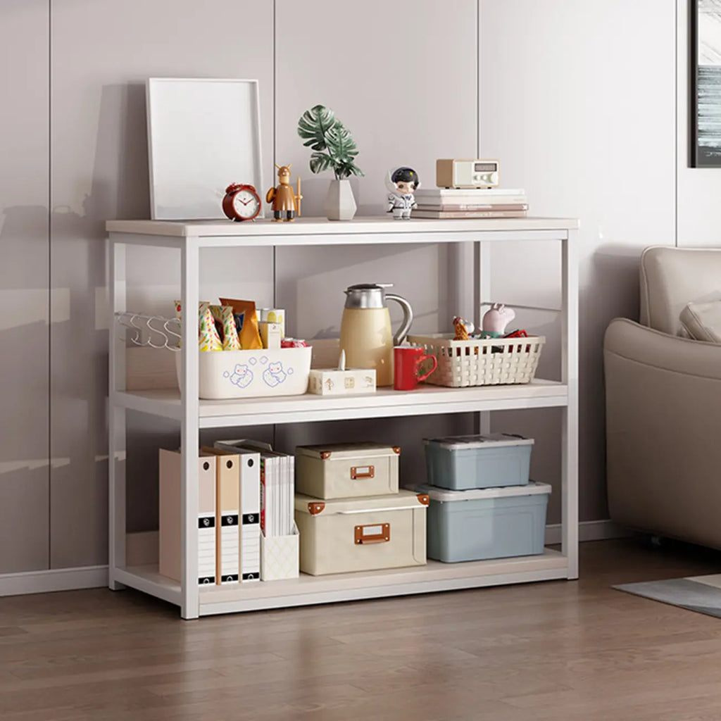 Steel Open Back White Vertical Bookcase with Storage