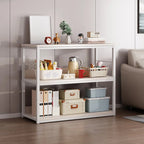 Steel Open Back White Vertical Bookcase with Storage