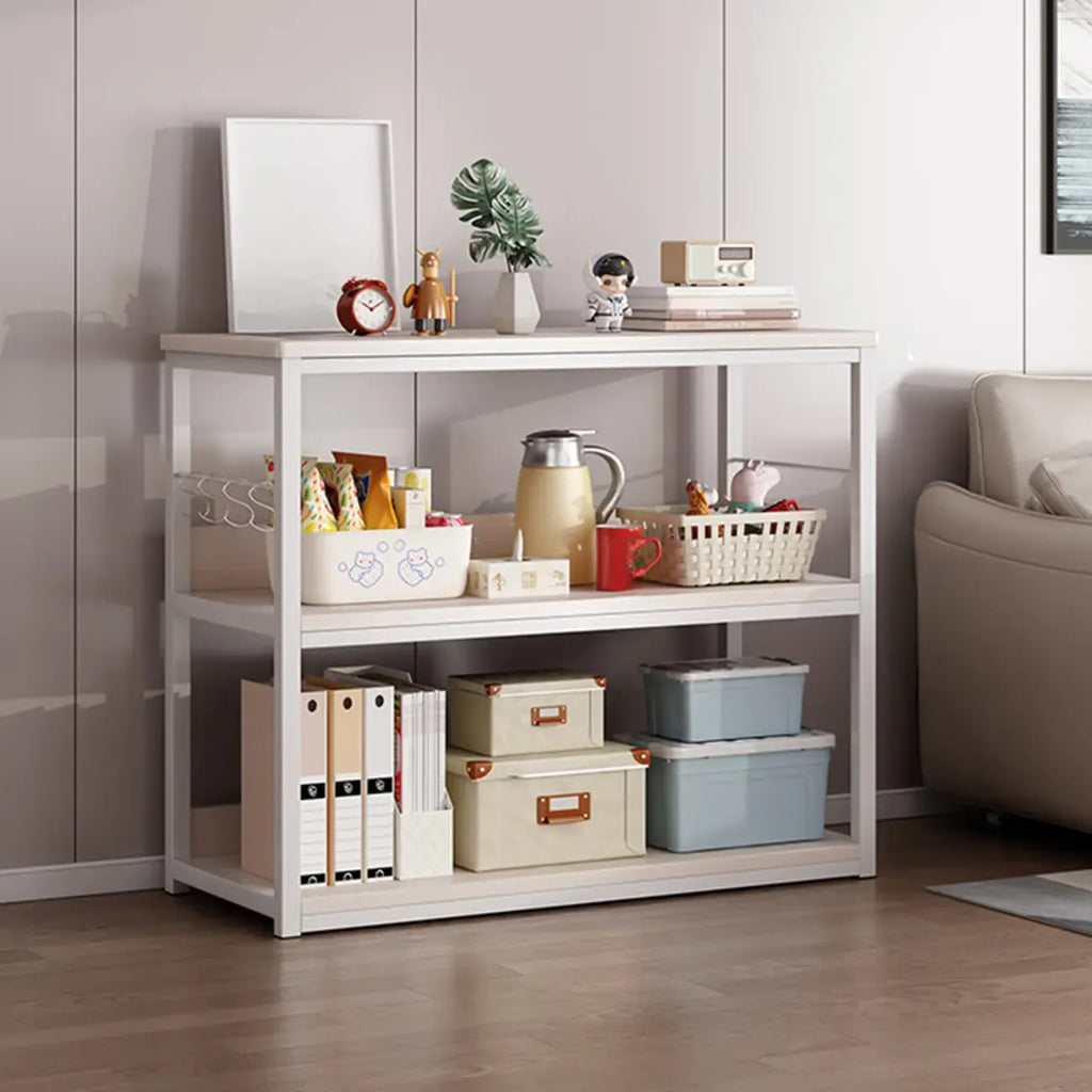 Steel Open Back White Vertical Bookcase with Storage