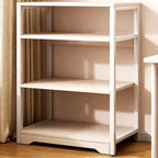 Steel Open Back White Vertical Bookcase with Storage