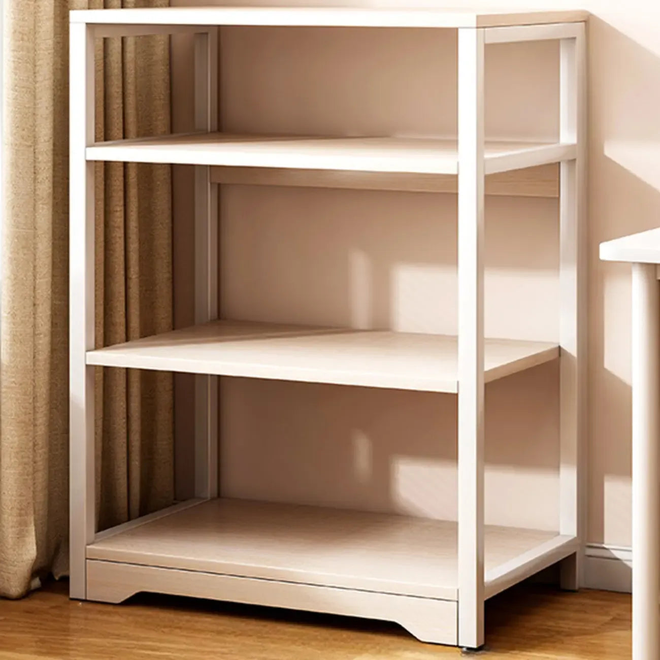 Steel Open Back White Vertical Bookcase with Storage