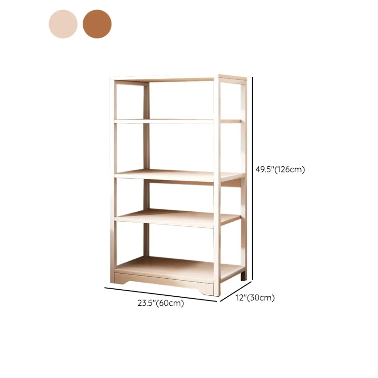Steel Open Back White Vertical Bookcase with Storage