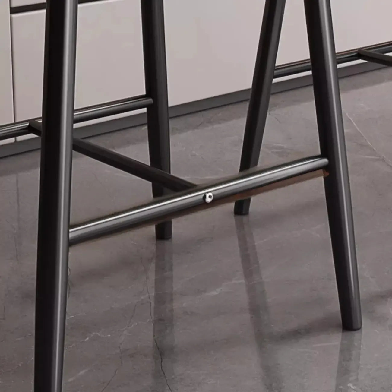 Modern Off-White Leather Curved Back Counter Bar Stools