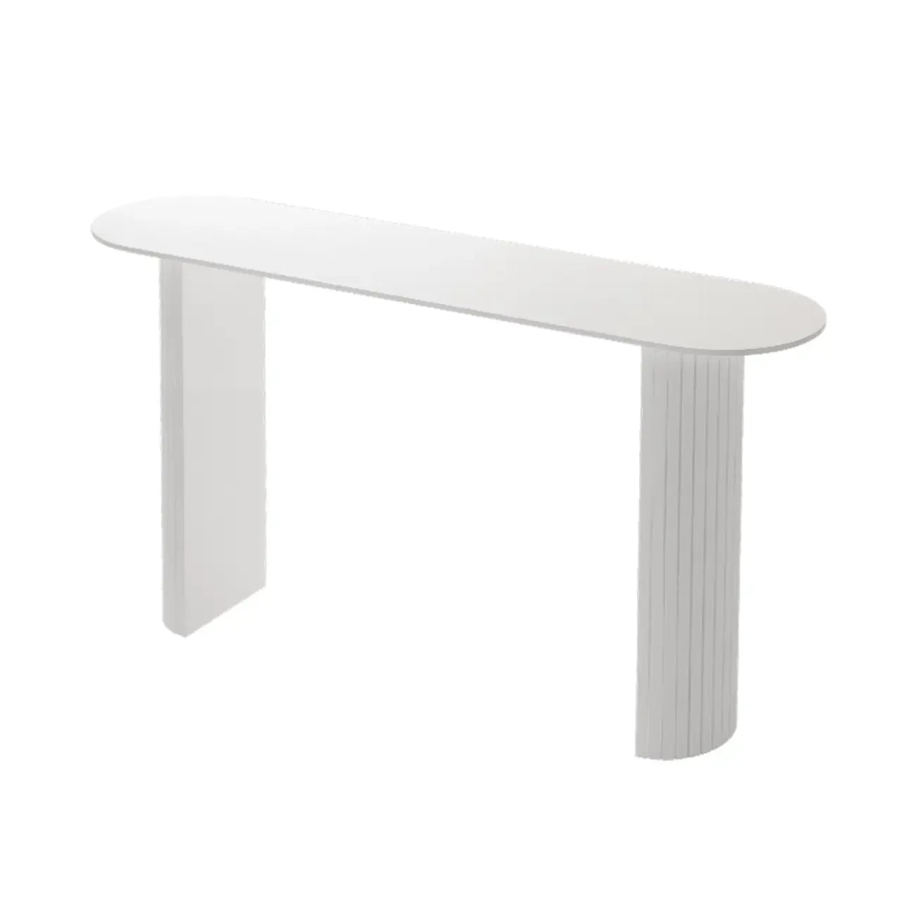 Scandinavian Oblong Black Stone Ribbed Steel Bar Tables