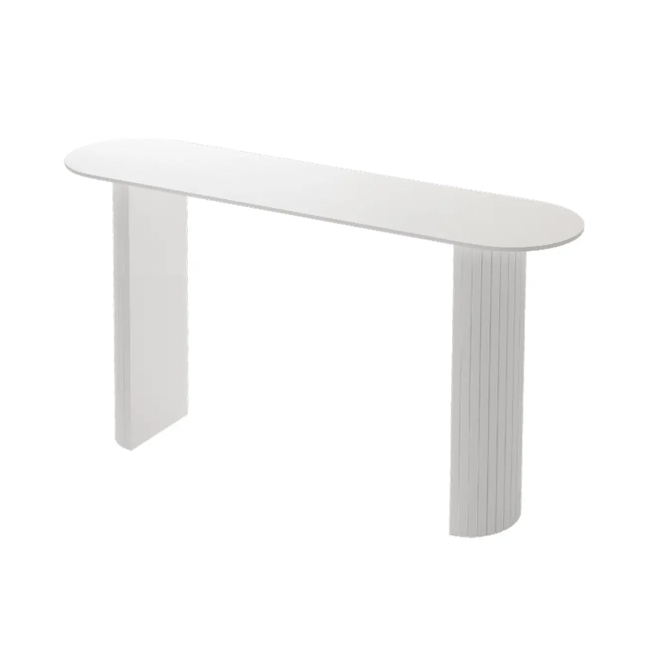 Scandinavian Oblong Black Stone Ribbed Steel Bar Tables