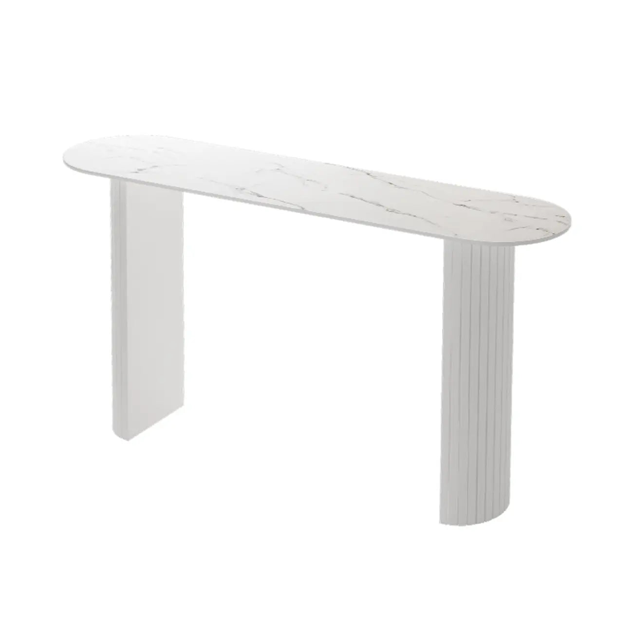 Scandinavian Oblong Black Stone Ribbed Steel Bar Tables