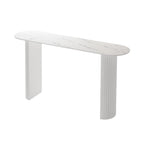 Scandinavian Oblong Black Stone Ribbed Steel Bar Tables