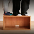 Simple Wood Brown Horizontal Bookcase with Drawers