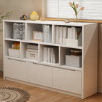 Low Horizontal White Wood Cube Bookcase