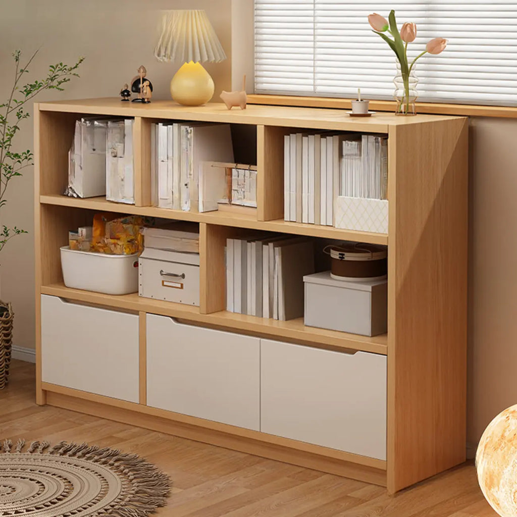 Low Horizontal White Wood Cube Bookcase