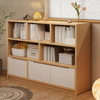 Low Horizontal White Wood Cube Bookcase