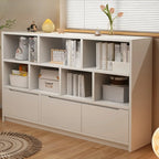 Low Horizontal White Wood Cube Bookcase
