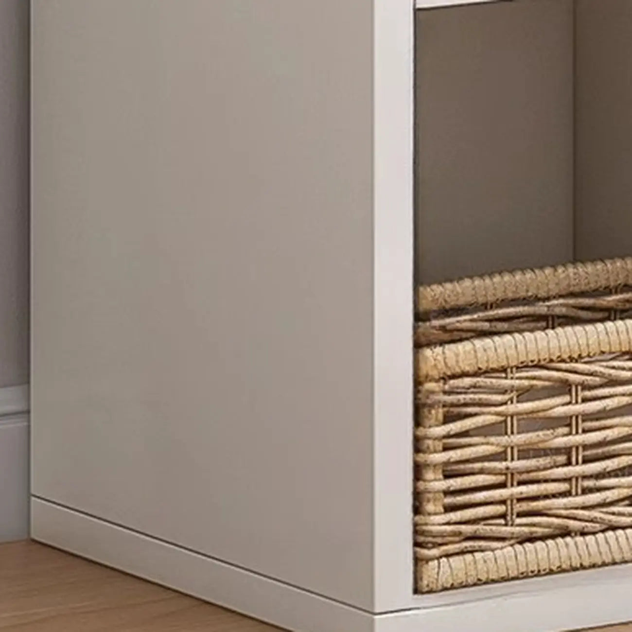 Low Horizontal White Wood Cube Bookcase