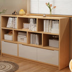Low Horizontal White Wood Cube Bookcase