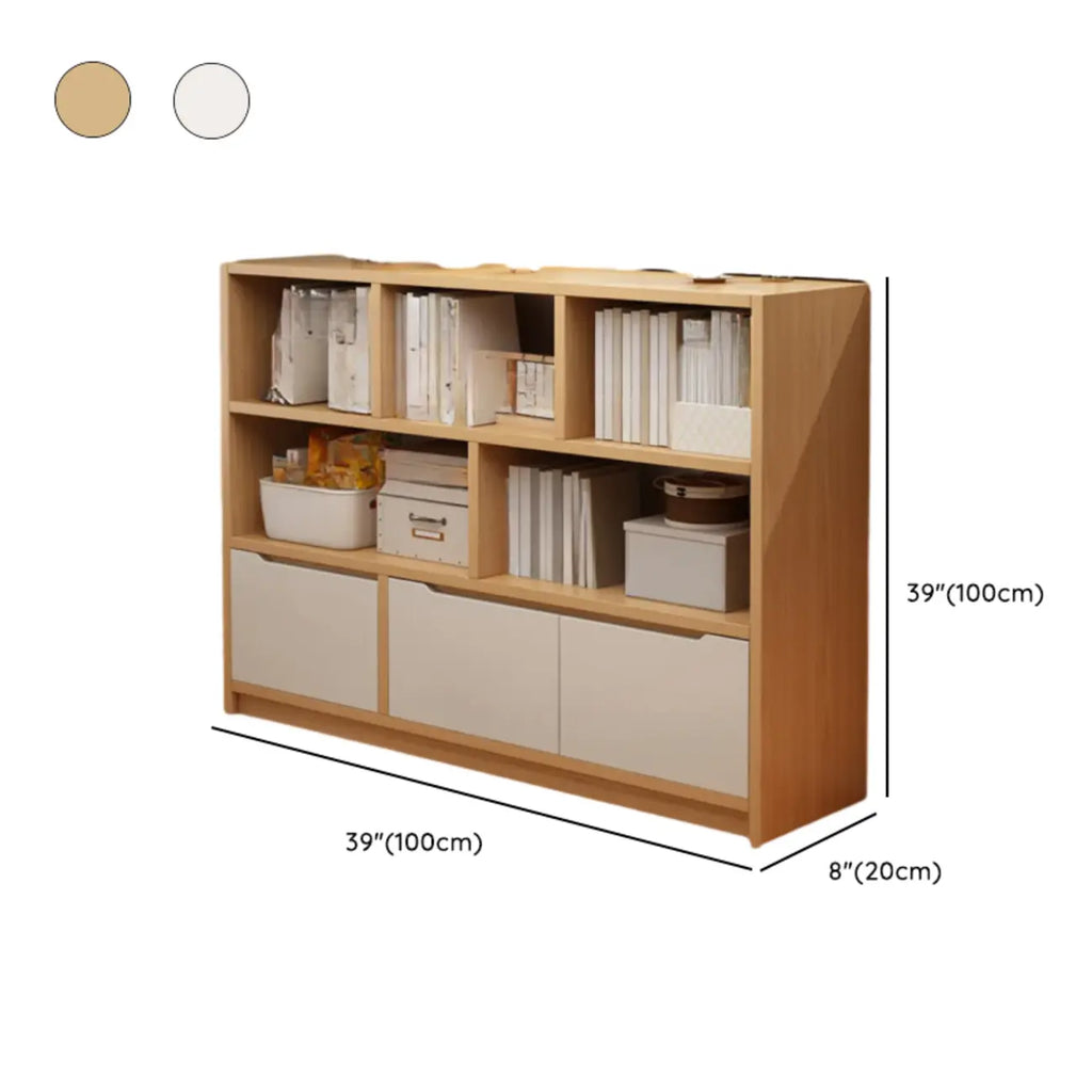 Low Horizontal White Wood Cube Bookcase