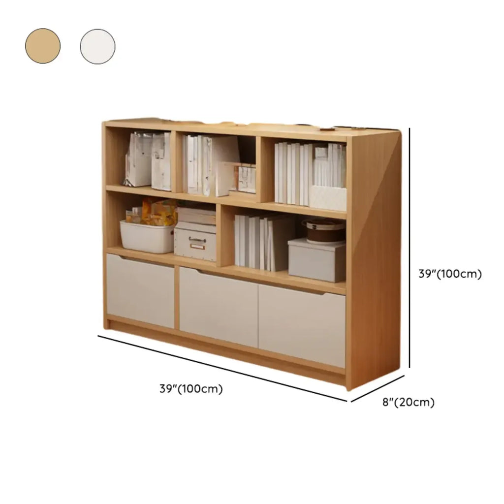 Low Horizontal White Wood Cube Bookcase