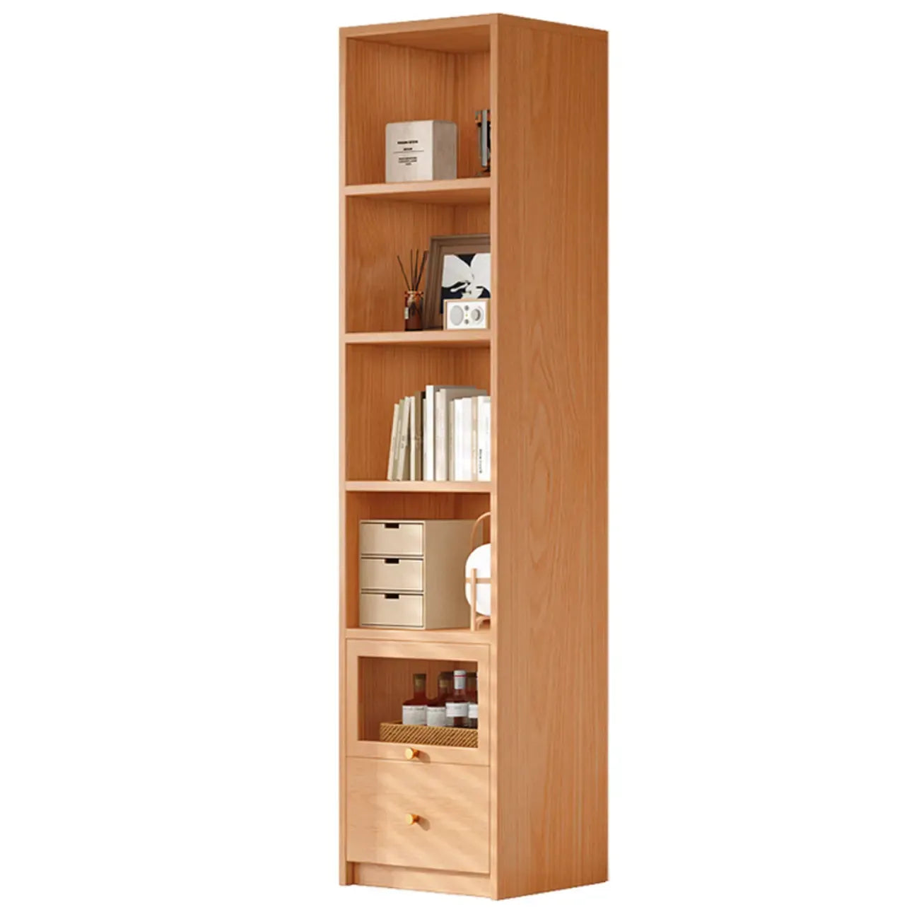 78.7''H Modern Cherry Wood 5-Tier Display Bookcase