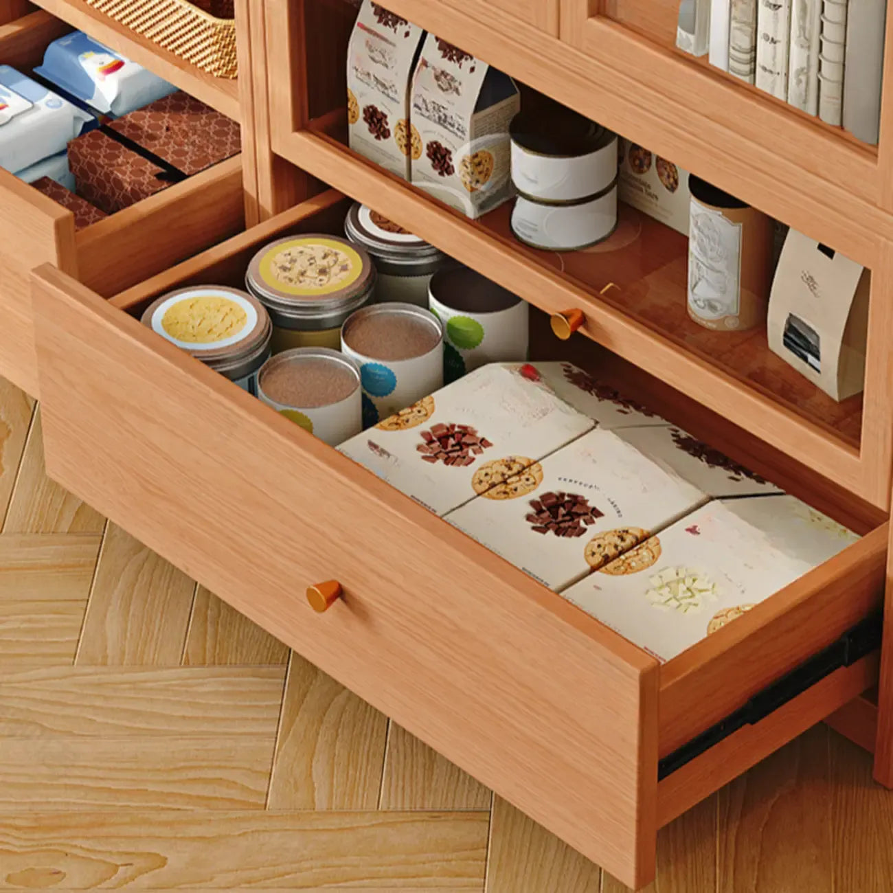 78.7''H Modern Cherry Wood 5-Tier Display Bookcase