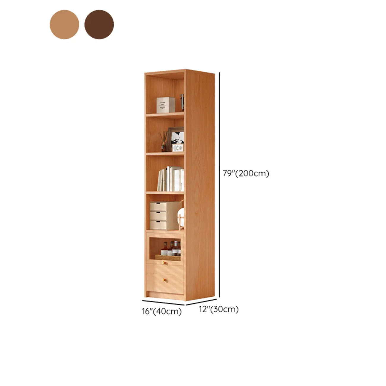 78.7''H Modern Cherry Wood 5-Tier Display Bookcase
