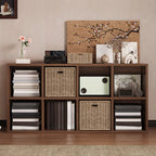 Simple Walnut 8-Cube Wood Bookcase