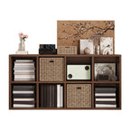 Simple Walnut 8-Cube Wood Bookcase