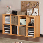Simple Walnut 8-Cube Wood Bookcase