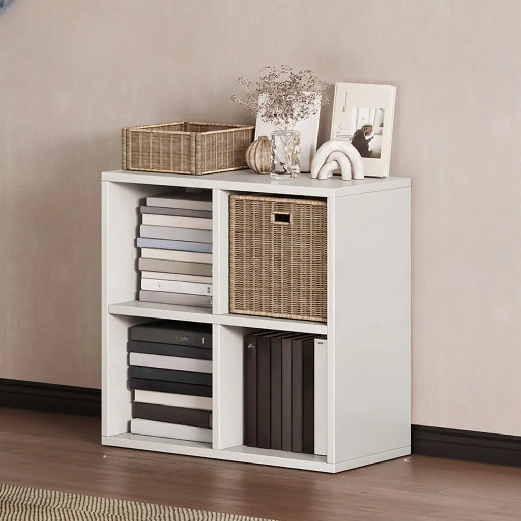 Simple Walnut 8-Cube Wood Bookcase