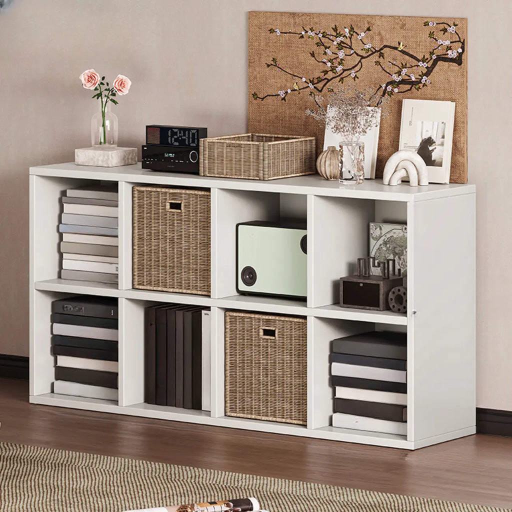 Simple Walnut 8-Cube Wood Bookcase