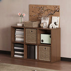 Simple Walnut 8-Cube Wood Bookcase