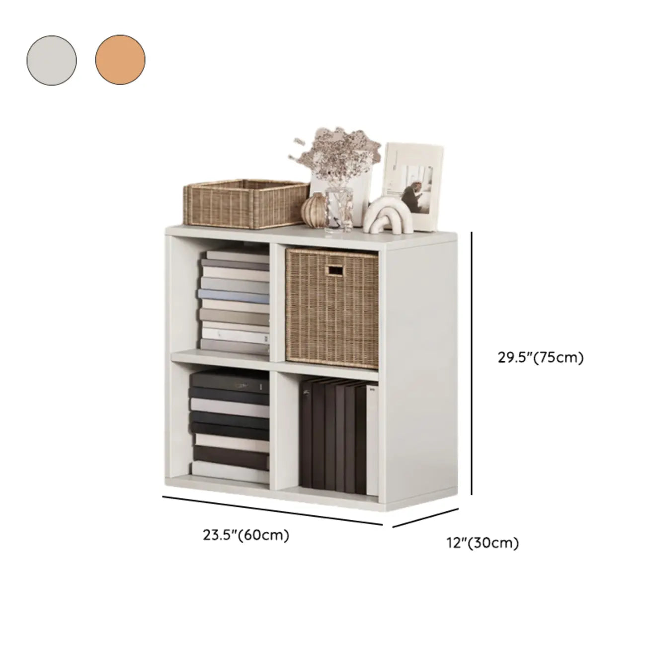 Simple Walnut 8-Cube Wood Bookcase