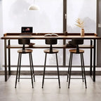 Modern Brown Tray Top Wooden Iron Shelf Bar Tables