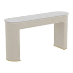 Modern White Stone Oblong Ribbed Iron Dual-Base Bar Tables