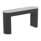 Modern White Stone Oblong Ribbed Iron Dual-Base Bar Tables