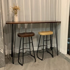 Modern Cocoa Four Legs Wooden Metal Bar Tables for Bistro