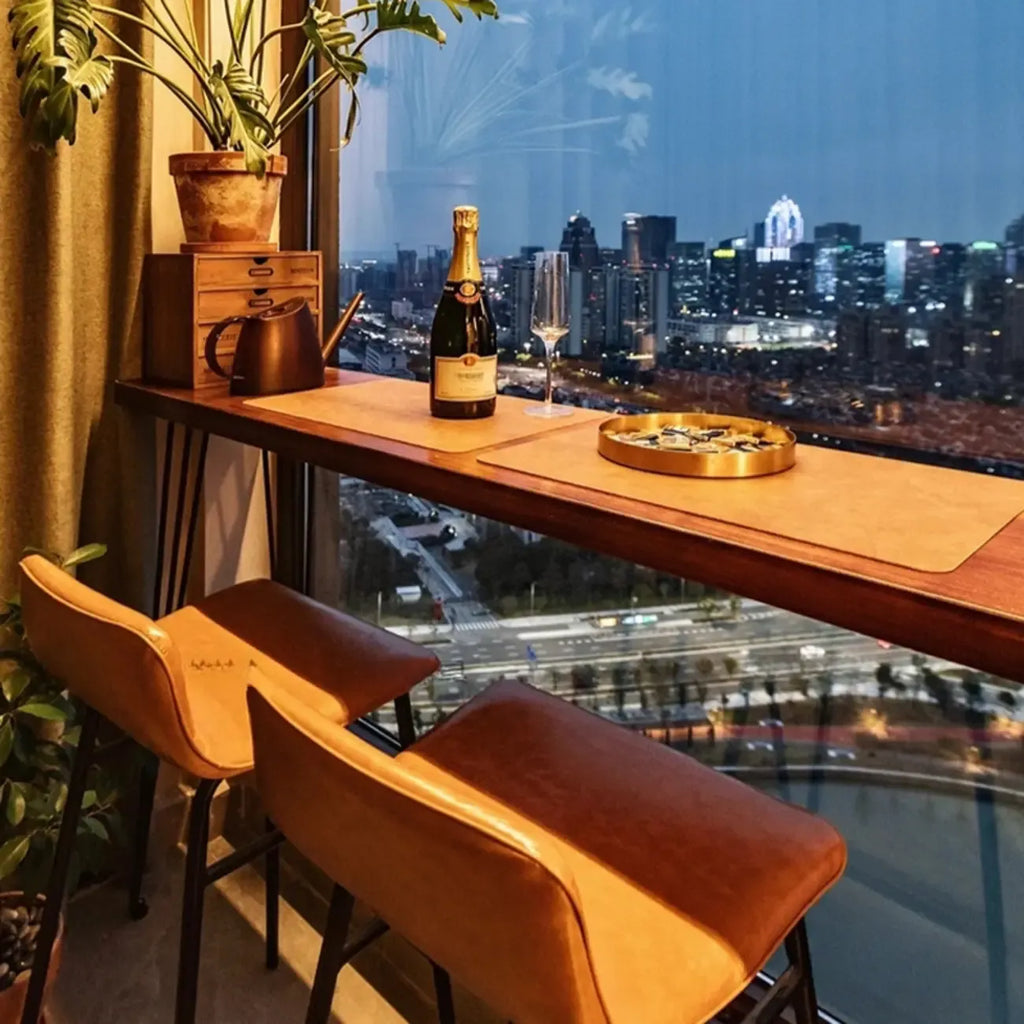 Modern Cocoa Four Legs Wooden Metal Bar Tables for Bistro