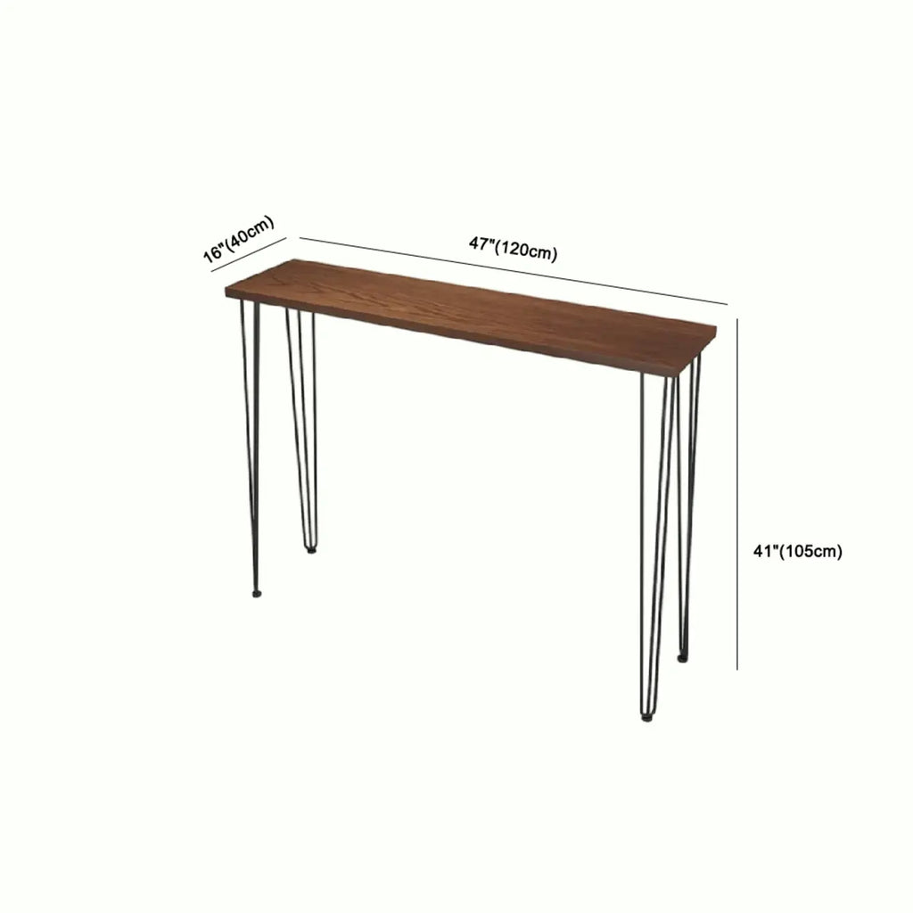 Modern Cocoa Four Legs Wooden Metal Bar Tables for Bistro