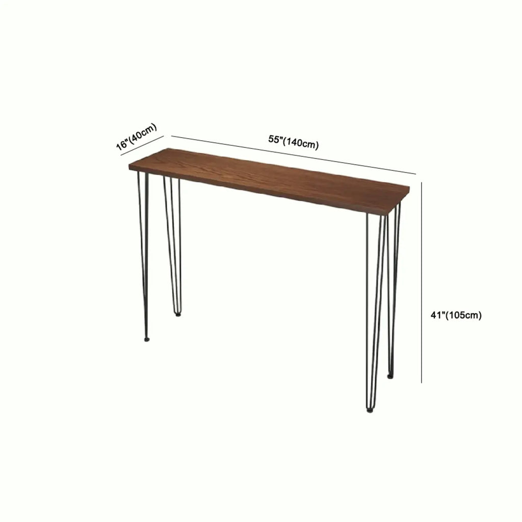 Modern Cocoa Four Legs Wooden Metal Bar Tables for Bistro