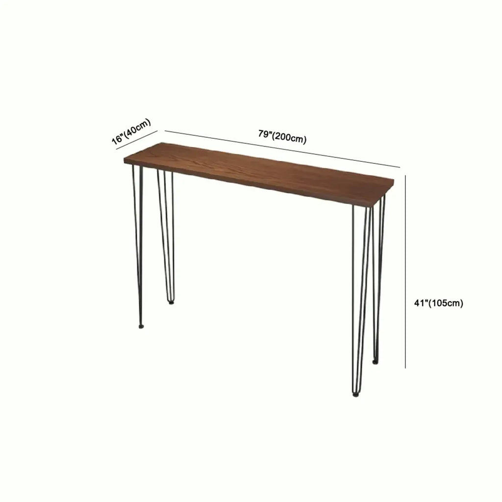 Modern Cocoa Four Legs Wooden Metal Bar Tables for Bistro