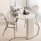 Modern White Stone Ribbed Iron 3-Layer Storage Bar Tables
