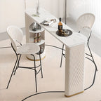 Modern White Stone Ribbed Iron 3-Layer Storage Bar Tables