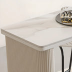 Modern White Stone Ribbed Iron 3-Layer Storage Bar Tables
